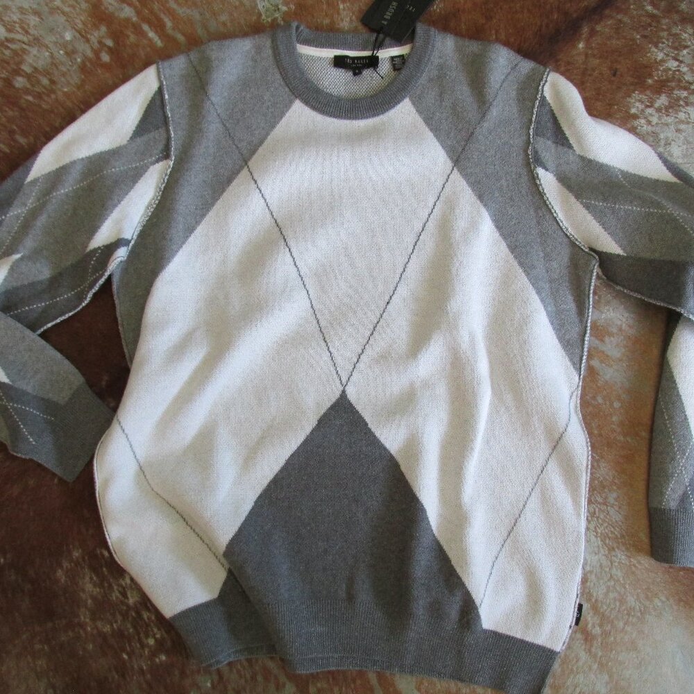 NWT- Ted Baker- Size 5- Diamond Print Crew Neck Knit